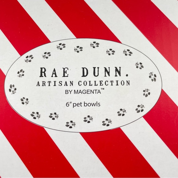 Rae Dunn Naughty & Nice Holiday 6" Pet Bowl Gift Set White w/Black Lettering NIB - Picture 7 of 7